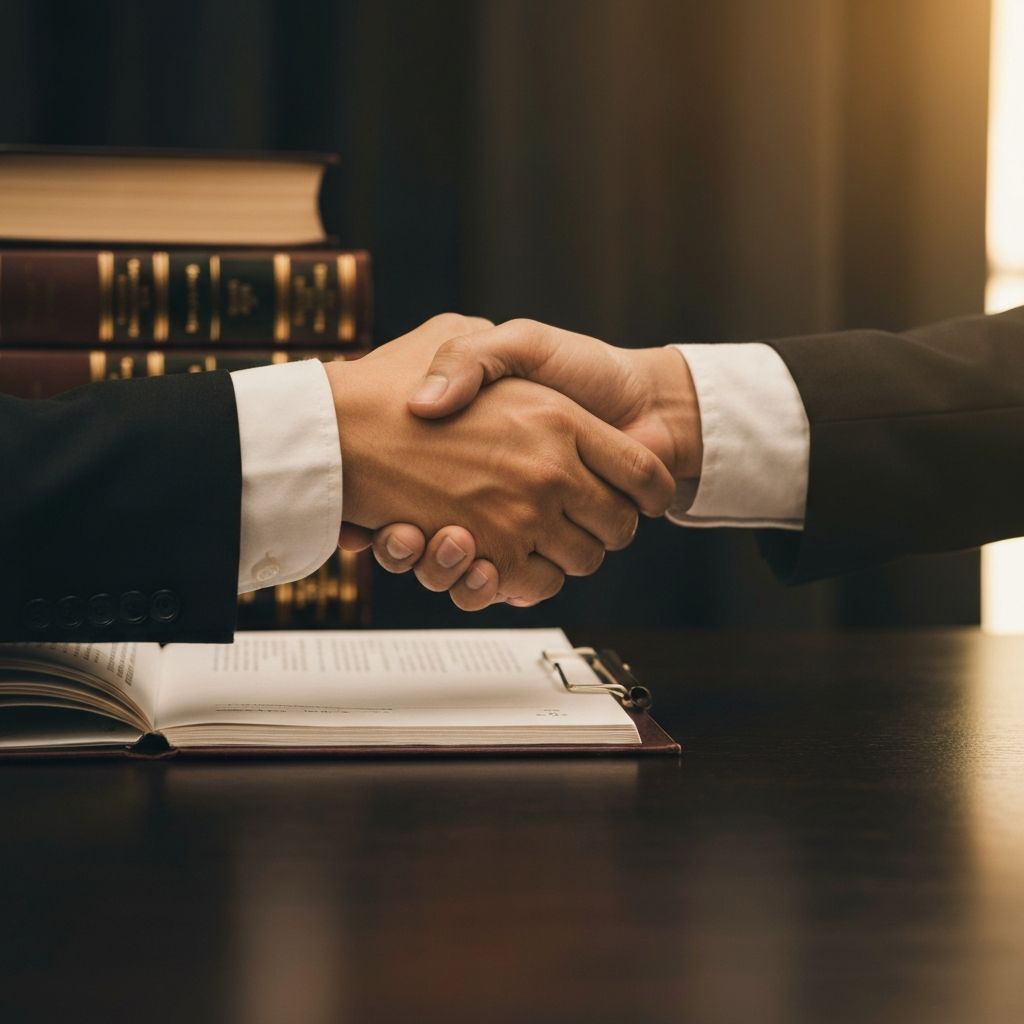 Apretón de manos profesional sobre mesa de conferencias